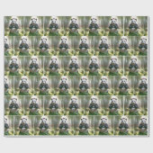 Kerstpanda Beer in het bamboe bos Cadeaupapier (Vlak)