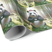 Kerstpanda Beer in het bamboe bos Cadeaupapier (Rol Hoek)