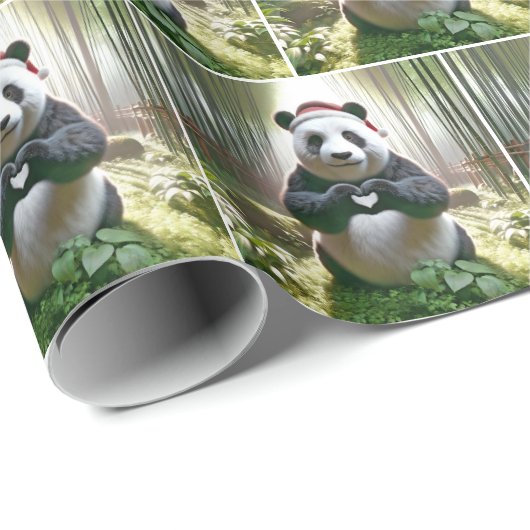 Kerstpanda Beer in het bamboe bos Cadeaupapier (Rol Hoek)