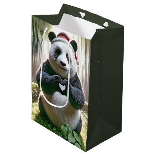 Kerstpanda Beer in het bamboe bos Medium Cadeauzakje (Voorkant Gekanteld)