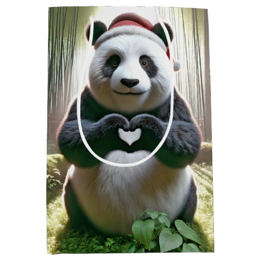 Kerstpanda Beer in het bamboe bos Medium Cadeauzakje (Voorkant)