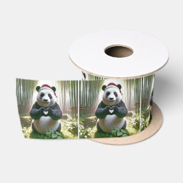 Kerstpanda Beer in het bamboe bos Satijnen Lint
