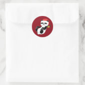 Kerstpanda Beer met Santa Hat & Jingle Bell Ronde Sticker (Tas)