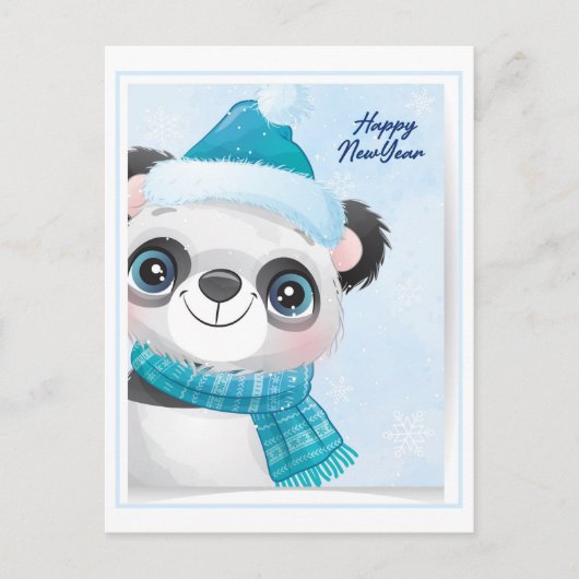 Kerstpanda Briefkaart (Voorkant)