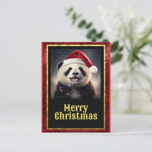 Kerstpanda Briefkaart (Staand voorkant)