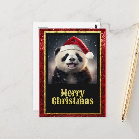 Kerstpanda Briefkaart (Voorkant / Achterkant in situ)