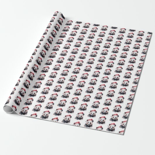 Kerstpanda Cadeaupapier (Uitgerold)