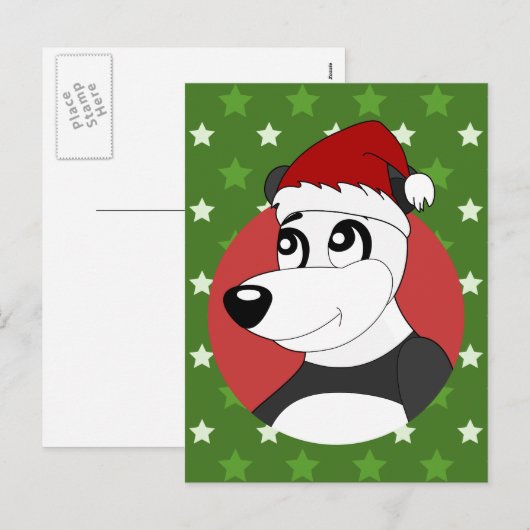 Kerstpanda-cartoon Feestdagenkaart (Voorkant / Achterkant)