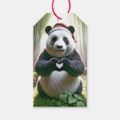 Kerstpanda die een hart vormt cadeaulabel (Voorkant)