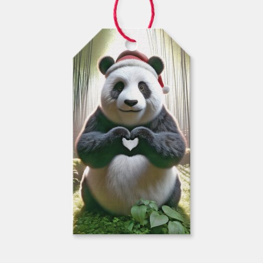 Kerstpanda die een hart vormt cadeaulabel (Voorkant)