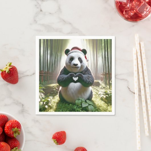 Kerstpanda die een hart vormt servet (Insitu)