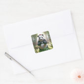 Kerstpanda die een hart vormt vierkante sticker (Envelop)