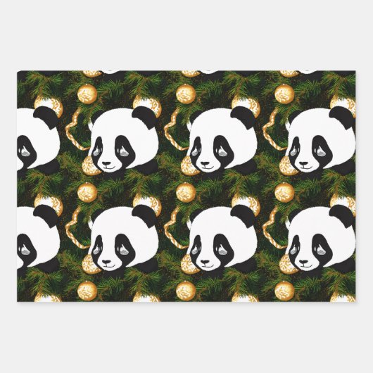 Kerstpanda en Beer Inpakpapier Vel (Voorkant)