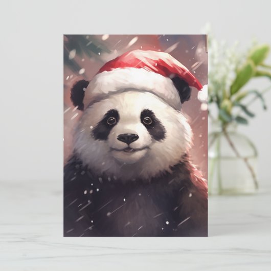 Kerstpanda Feestdagenkaart (Staand voorkant)