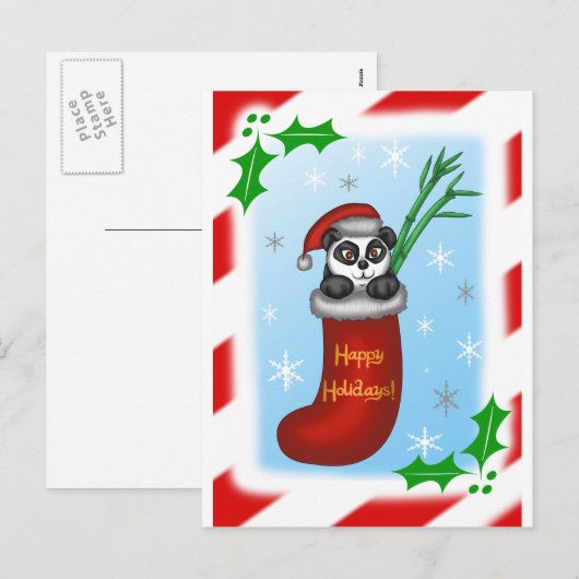 Kerstpanda Feestdagenkaart (Voorkant / Achterkant)