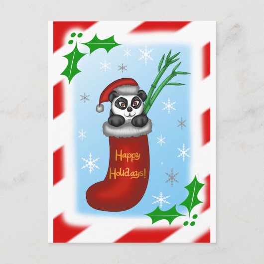 Kerstpanda Feestdagenkaart (Voorkant)