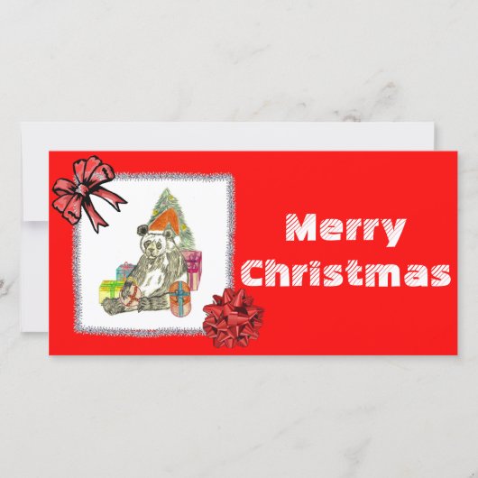 Kerstpanda Feestdagenkaart (Voorkant)