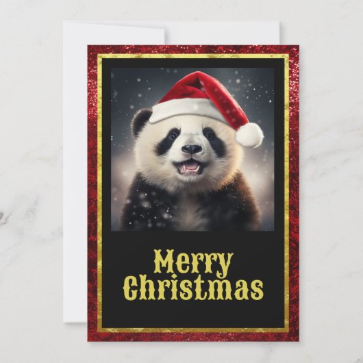Kerstpanda Feestdagenkaart (Voorkant)