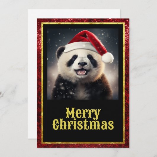 Kerstpanda Feestdagenkaart (Voorkant / Achterkant)