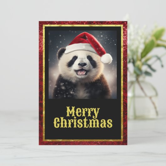 Kerstpanda Feestdagenkaart (Staand voorkant)