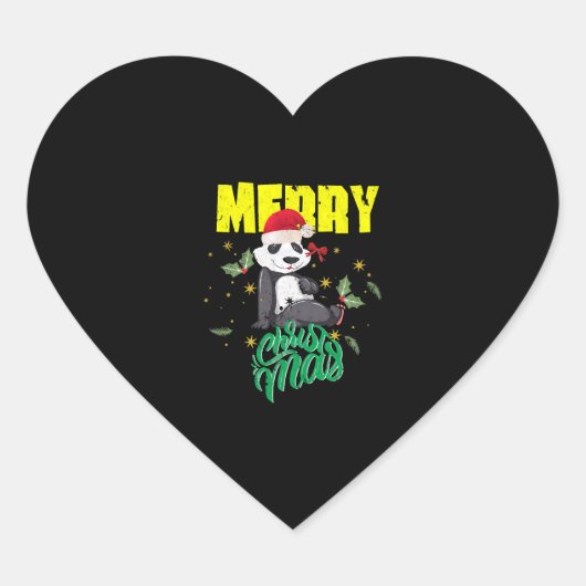 Kerstpanda Hart Sticker (Voorkant)