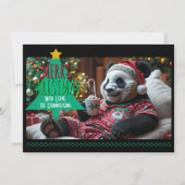 Kerstpanda in pyjama feestdagenkaart (Voorkant)