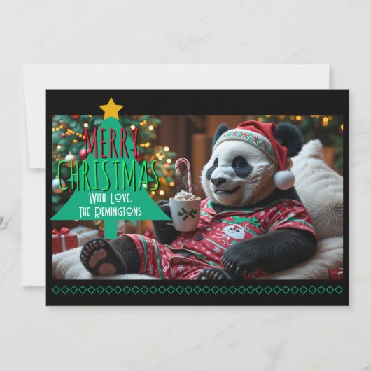 Kerstpanda in pyjama feestdagenkaart (Voorkant)