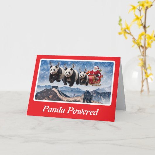 Kerstpanda Kaart (Gele Bloem)