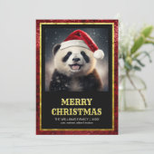 Kerstpanda Kaart (Staand voorkant)