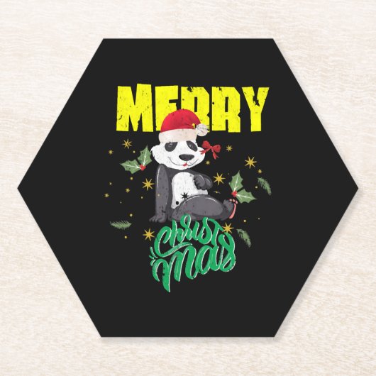 Kerstpanda Kartonnen Onderzetters (Voorkant)