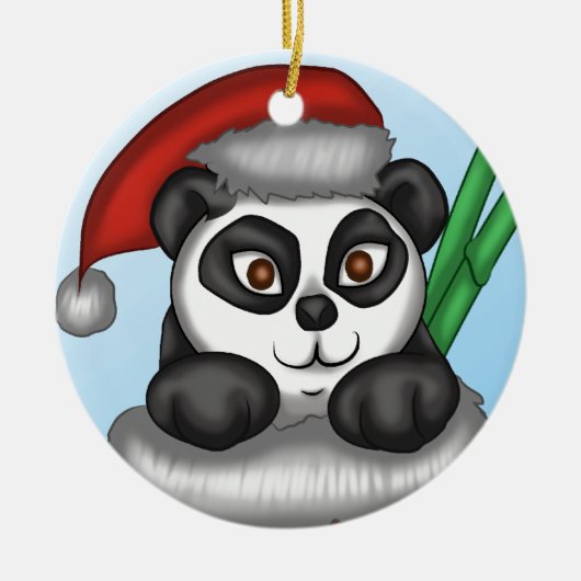 Kerstpanda Keramisch Ornament (Voorkant)