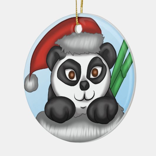 Kerstpanda Keramisch Ornament (Links)