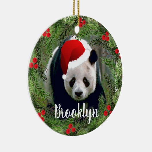 Kerstpanda Keramisch Ornament (Rechts)