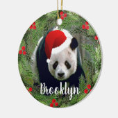 Kerstpanda Keramisch Ornament (Links)