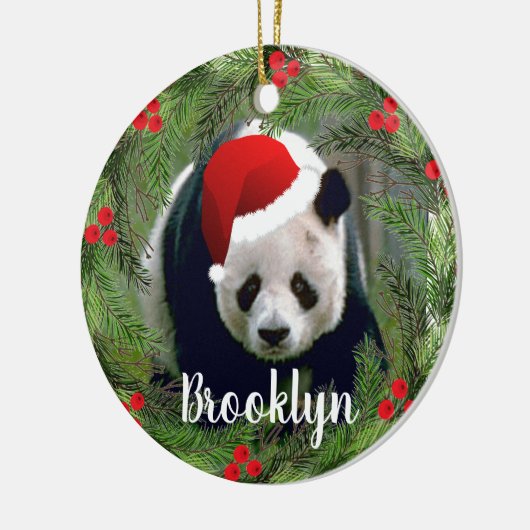 Kerstpanda Keramisch Ornament (Links)