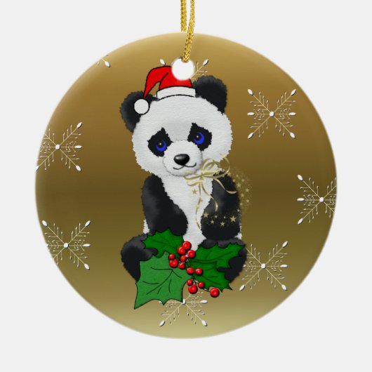 Kerstpanda Keramisch Ornament (Voorkant)