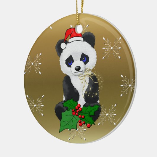 Kerstpanda Keramisch Ornament (Links)