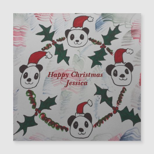 Kerstpanda Magnetische Kaart (Voorkant)