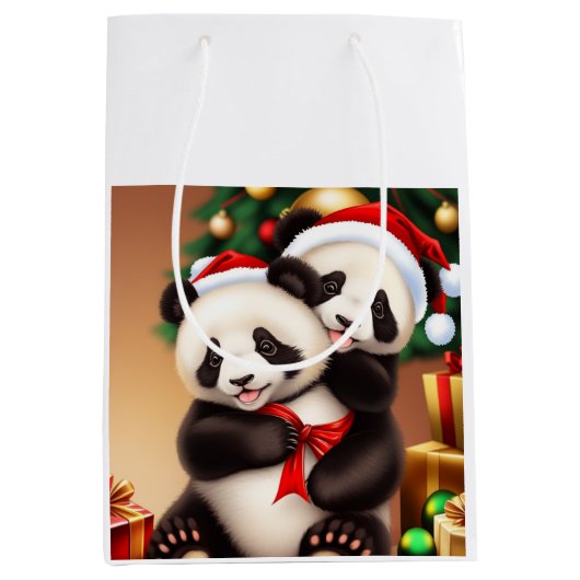 kerstpanda medium cadeauzakje (Voorkant)