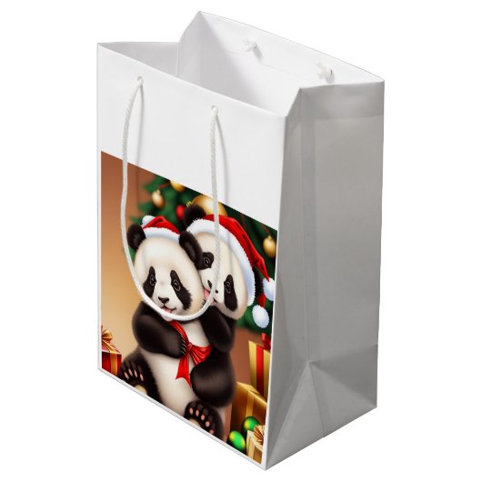 kerstpanda medium cadeauzakje (Achterkant Gekanteld)