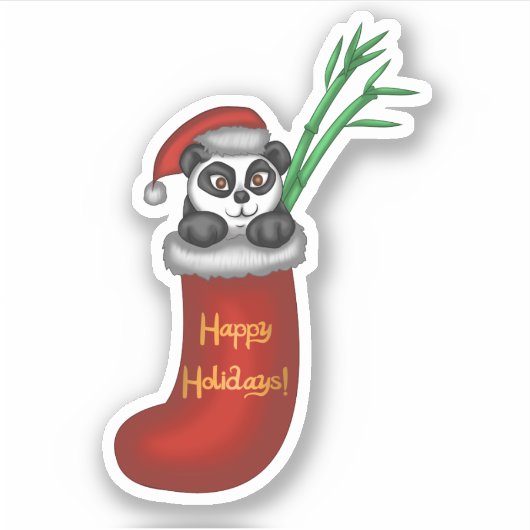Kerstpanda Sticker (Voorkant)