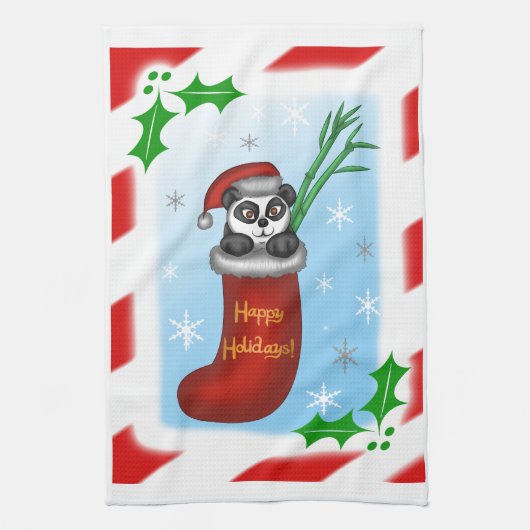 Kerstpanda Theedoek (Verticaal)