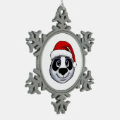 Kerstpanda Tin Sneeuwvlok Ornament (Links)