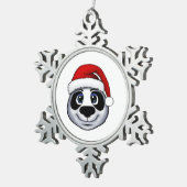 Kerstpanda Tin Sneeuwvlok Ornament (Rechts)