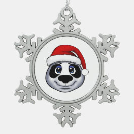 Kerstpanda Tin Sneeuwvlok Ornament