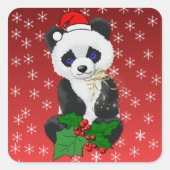 Kerstpanda Vierkante Sticker (Voorkant)