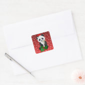 Kerstpanda Vierkante Sticker (Envelop)