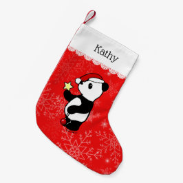Kerstpandaand Cartoon Kleine Kerstsok
