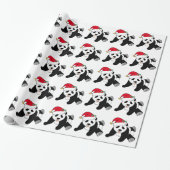 KerstpandaBeer in Santa Hat Cadeaupapier (Uitgerold)