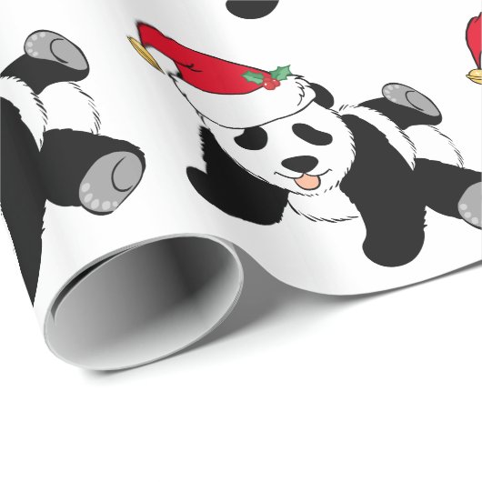 KerstpandaBeer in Santa Hat Cadeaupapier (Rol Hoek)